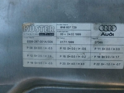 2000 Audi TT Mk1 / 8N - Aluminum Door Frame, Left 8N8837751, 8N88377292